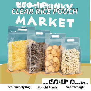 Pochette transparente octogonale en BOPP avec poignée et fermeture éclair, <span class=keywords><strong>emballage</strong></span> <span class=keywords><strong>alimentaire</strong></span> pratique pour le riz et autres produits scellés octogonaux - Product Image 2