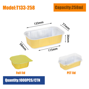 Dùng Một Lần Hình Chữ Nhật Hình Dạng Nhôm Lá Bánh Tấm <span class=keywords><strong>Container</strong></span> 258Ml Vuông Pan Với Nhiệt Niêm Phong Và PP Có Nắp Đậy Cho Nướng - Product Image 6