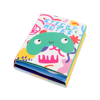 Lot de notes autocollantes mignonnes et variées dans un carnet compact rembourré, six motifs et tailles assorties, produits de bureau de qualité supérieure avec points Velcro