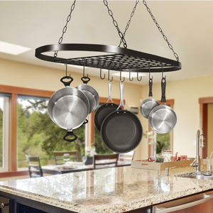 Hot Selling Kitchen <strong>Ceiling</strong> Mount Grid Pot Pan Rack Hanger Organiser Storage Shelf <strong>Tray</strong> Holder and Pan Rack With Hooks - Product Image 3