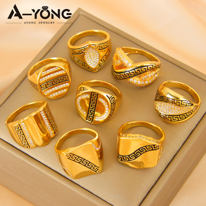 Trực Tuyến Bán Thiết Kế Thời Trang Zircon Nhẫn Bán Buôn Mạ Vàng Sang Trọng Dubai Phong Cách Trang Sức Nhẫn Cho Phụ Nữ Người Đàn Ông - Product Image 6