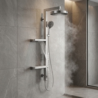Système de douche pluie de luxe moderne avec affichage LED, ensemble de robinetterie cascade murale à 2 trous, monocommande pour salle de bain
