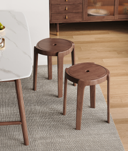 Modern Wooden Stool Stackable Minimalist Design For Living Room Home Furniture Solid Wood Legs Carpet Surface Recommendation - Product Image 3