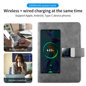 Carnet de notes en cuir avec logo personnalisé Agenda planificateur Code de verrouillage ou de verrouillage des doigts Power Bank Notebook avec clé <span class=keywords><strong>USB</strong></span> et sans fil - Product Image 2