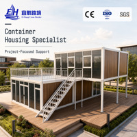 Maison modulaire en conteneurs à deux étages de haute qualité, maison préfabriquée miniature avec terrasse et balustrade pour villa et appartement de vacances