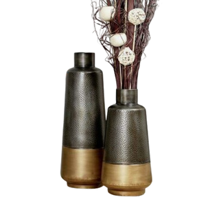 Vase à fleurs en métal antique doré et noir moderne pour la maison Style Vintage couleurs personnalisables Design de décoration de table élégant - Product Image 2