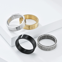 Breiter Gebürsteter 18K Vergoldeter Edelstahl-Bandring Geometrisch Minimalistisch Unisex Matt-Finish Stapelbarer Fingerring Schlicht Neutral
