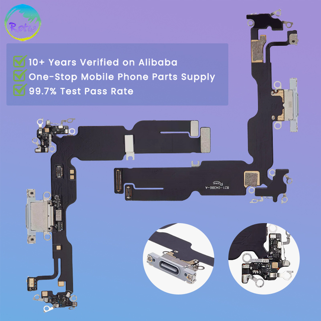Dock Connector Charging Port Flex Cable for iPhone 15 Plus Replacement USB Charger with Microphone, Audio Jack and Antenna Flex