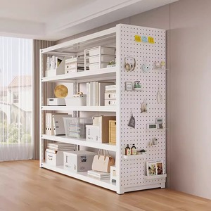 Home Storage <b>Shelves</b> 5 Tier Pegboard Rack Floor Standing Multipurpose Bookcase For Office And Living Room - Product Image 1