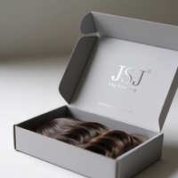Boîtes en carton faites à la main avec gaufrage, logo personnalisé de luxe, pour perruques en cheveux humains vierges, marque JSJ, oreiller pour perruque cosmétique
