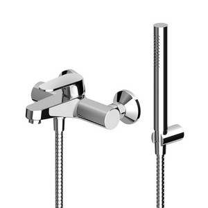 Mezclador de ducha y bañera externo de una sola palanca, cromado, 19.5 cm de ancho, con accesorios, serie Sun - Product Image 1