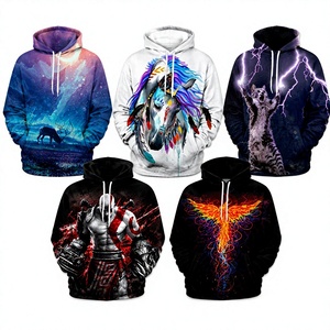 Sweat-shirts à capuche unisexes imprimés en 3D personnalisés haut de gamme, sweat-shirts à capuche streetwear anime animal fantasy, fabricant en gros - Product Image 1
