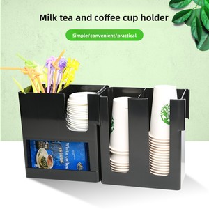 ชั้นเก็บและวางแก้วกระดาษพลาสติกสำหรับเครื่องดื่มร้านกาแฟชาไข่มุกสไตล์มินิมอลทันสมัย f - Product Image 2