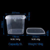 Boîte à biscuits carrée IML de qualité alimentaire 5L/169oz Récipient à biscuits en plastique Seau à crème glacée carré IML