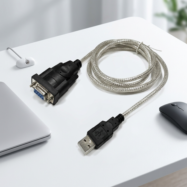 High-Speed USB 2.0 to RS232 DB9 Female Serial Converter Cable with FTDI Chipset for Industrial Equipment, PLC, CNC, POS Systems