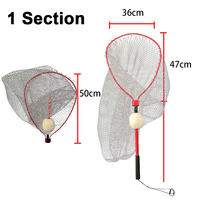 Filet d'atterrissage de poisson pliant Portable pliable pêche à la mouche longue poignée épuisette Silicone filet de pêche flottant