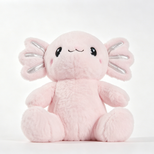 Peluche de Axolotl Rosa Personalizado, Peluche Suave y Esponjoso de Axolotl Sentado con Bragas Plateadas Brillantes y Ojos de Corazón - Product Image 3