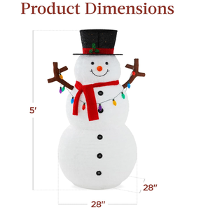 Người tuyết bật lên có đèn 5ft, đồ trang trí ngày lễ Giáng sinh ngoài trời lớn màu trắng với 200 đèn <span class=keywords><strong>LED</strong></span>, mũ, khăn quàng cổ, đèn nhiều màu - Product Image 2