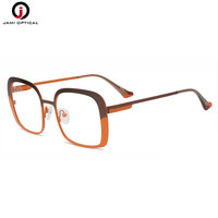 Dernières montures de lunettes colorées pour femmes, charnières à ressort durables, lunettes carrées, montures optiques métalliques avec logo personnalisé