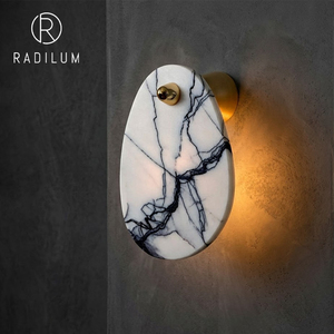 <b>Wall</b> Sconce LED Marble Metal Jade Postmodern Luxury Wabi Sabi <b>Light</b> Living Room Bedside Corridor Villa Teardrop Lamp - Product Image 1