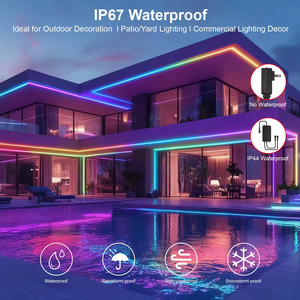 ไฟแถบ LED COB RGB สมาร์ทไอซี กันน้ำ IP67 สำหรับรีโมทคอนโทรล ปรับความสว่างได้ 20 ฟุต/6 เมตร ควบคุมสีแบบไหลผ่านแอพ ซิงค์กับเสียงเพลง - Product Image 5