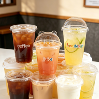 Gobelets en plastique PET personnalisés avec logo, vente en gros, 8, 10, 12, 16, 32 oz, gobelets en plastique jetables transparents pour café glacé, avec couvercle en dôme, matcha