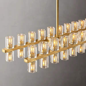 54" American Copper Chandelier Light for Dining Room Living Room Antique Brass Crystal Rectangle Chandelier For Kitchen Island - Product Image 5