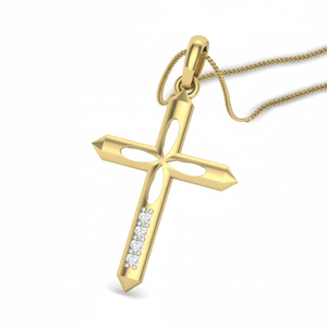 Pendentif croix de jésus, véritable diamant en or jaune 14K - Product Image 2