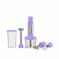 Mixeur plongeant électrique compact à vitesse variable, silencieux, pour smoothies et purées, avec récipient en plastique et hachoir