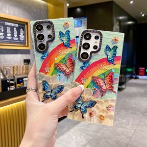 Custodia per telefono con pittura a olio a fiore di design di lusso per Galaxy S24 S23 ultra diamantato arcobaleno con copertura posteriore antiurto - Product Image 6