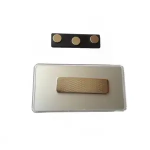 Customized Logo Gold Silver Magnetic Name badge With Magnet back And Transparent PVC Cover