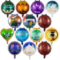 Ballons Eid Mubarak, ballons en aluminium en forme de lune et d'étoile, 18 pouces, ballons ronds en aluminium pour le Ramadan, décorations pour les fêtes musulmanes, fournitures pour la fête de l'Eid