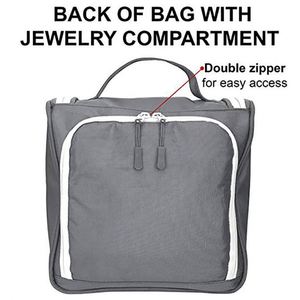 Sac de rangement pour articles de toilette BSCI, pliable, kit de voyage avec étui organisateur de bijoux, gris - Product Image 2
