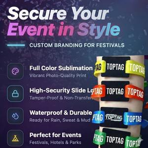 음악 축제 RFID 이벤트 팔찌 맞춤형 로고 출입 통제 공장 공급 개인 맞춤형 직조 NFC 패브릭 손목밴드 - Product Image 4