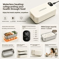 Kotak Makan Siang Stainless Steel 304 Desain Plug-in, Portable untuk Pekerja Kantoran, Dapat Diisi Ulang via USB, Kompatibel dengan Mobil, Kapasitas 1 Liter