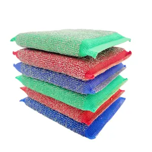 Mejor venta colorido de alambre de acero inoxidable esponja neto depurador cocina estropajo pad