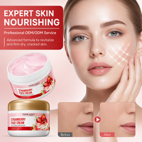 Crème de nuit pour le visage au goût de fraise biologique vegan personnalisable, crème nourrissante, hydratation intense, peau éclatante, fini velours