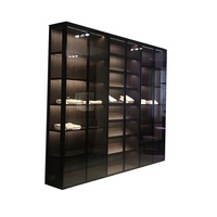 Armoire sur mesure en verre transparent teinté moderne avec structure métallique, design Inde, pour chambre, hôtel, villa, salon, mobilier de maison