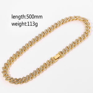 18K chapado en oro Iced Out HipHop hombres cristal diamante Rhinestone grueso Miami cubano enlace cadena collar - Product Image 3