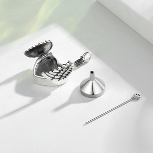 Isunni S925 <span class=keywords><strong>Sterling</strong></span> Zilveren Crematie Sieraden Vintage Engelenvleugels Urn Kettingen Rhodium Voor Bruiloften Feesten As Opslag Bulk - Product Image 3
