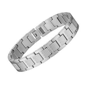 Bracciale da Uomo Trendy Punk Geometrico in Acciaio Inossidabile con Catena a Motore Rettangolare e Cinturino Magnetico Effetto Coccodrillo - Product Image 4