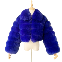 KY col rabattu floue fermeture éclair avant à manches longues veste de fourrure d'hiver manteau de fourrure de renard court