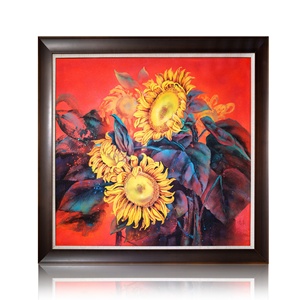 Fatto a mano moderno girasole parete arte arenaria pittura <span class=keywords><strong>con</strong></span> Base di supporto su tela per la decorazione della casa e ornamento di fiori opere d'arte - Product Image 1
