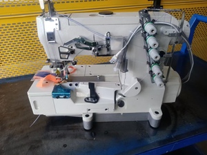 DT 500-02 BB/DD Direct Drive 3 Needle 5 Thread Flat Bed Interlock Sewing <b>Machine</b> with Tape <b>Binder</b> - Product Image 2