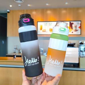 Hello Just Go Now Water Bottle 500ml Gradient Color Sport Travel Mug Fitness Drink Bottle With Straw Direct Drinking - Product Image 2