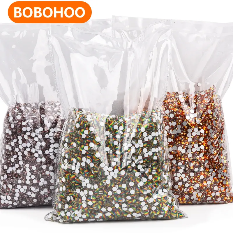 BOBOHOO gros cristal dos plat strass SS6-SS30 verre Non-Hot Fix pour bijoux vêtements chaussures décoration