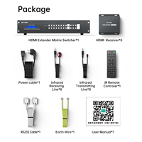 MT-VIKI 8x8 HDMI Matrix Extender 4K60Hz, 8 Input 16 Output dengan CAT6/7/8, Daya POC, GUI Web, Kontrol RS232, dengan 8 Penerima POC