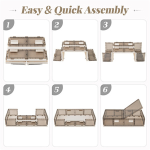 Armario de Almacenamiento de Plástico Portátil, Organizador de Ropa de Dos Niveles, Moderno, Rectangular, Tipo Vertical, Multifuncional - Product Image 5