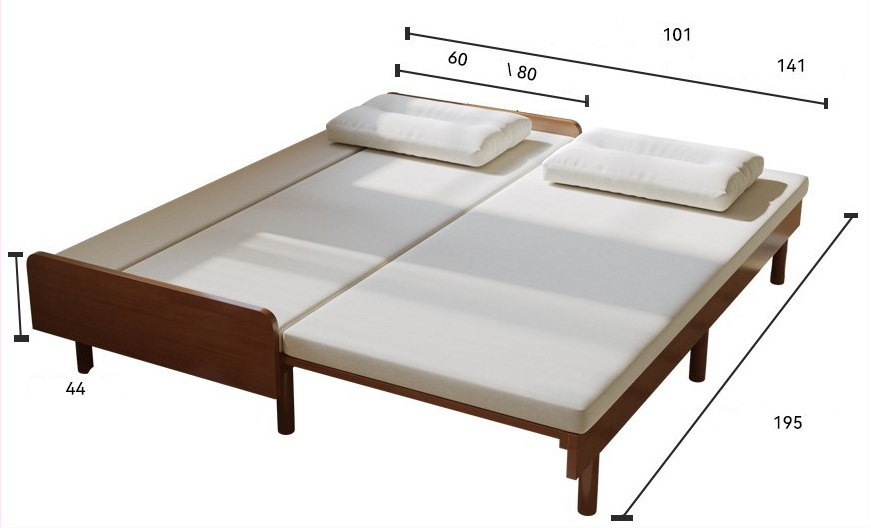 Divano letto in velluto a coste con cuscino in spugna [colore noce]