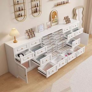 Jia Armoire de rangement moderne multicouche en bois MDF et tiroir en MDF style colle à l'huile pour cosmétiques pour chambre à coucher ou hôtel - Product Image 2